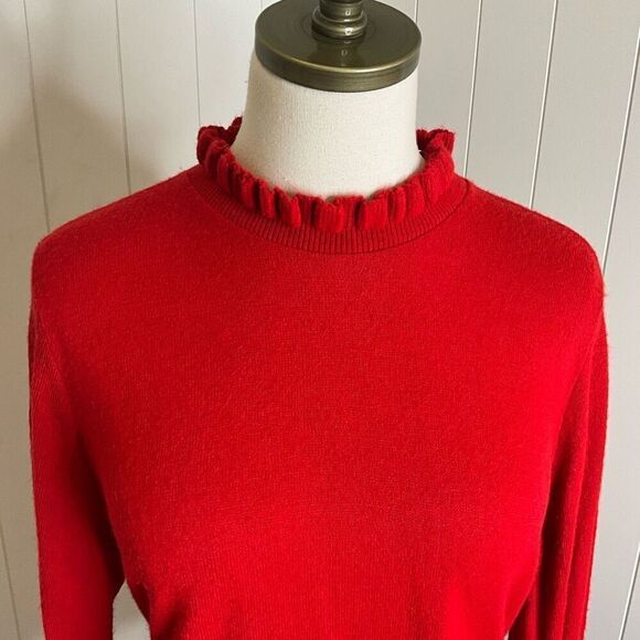 Vintage 70s 80s Kenneth Too Women’s Small Red Acrylic High Neck Pullover Sweater - Picture 2 of 10
